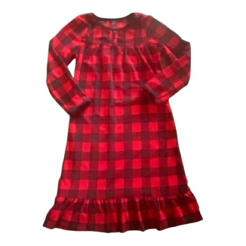 CARTERS-GIRLS SIZE 6/7-RED AND BLACK PLAID FLANNEL NIGHTGOWN